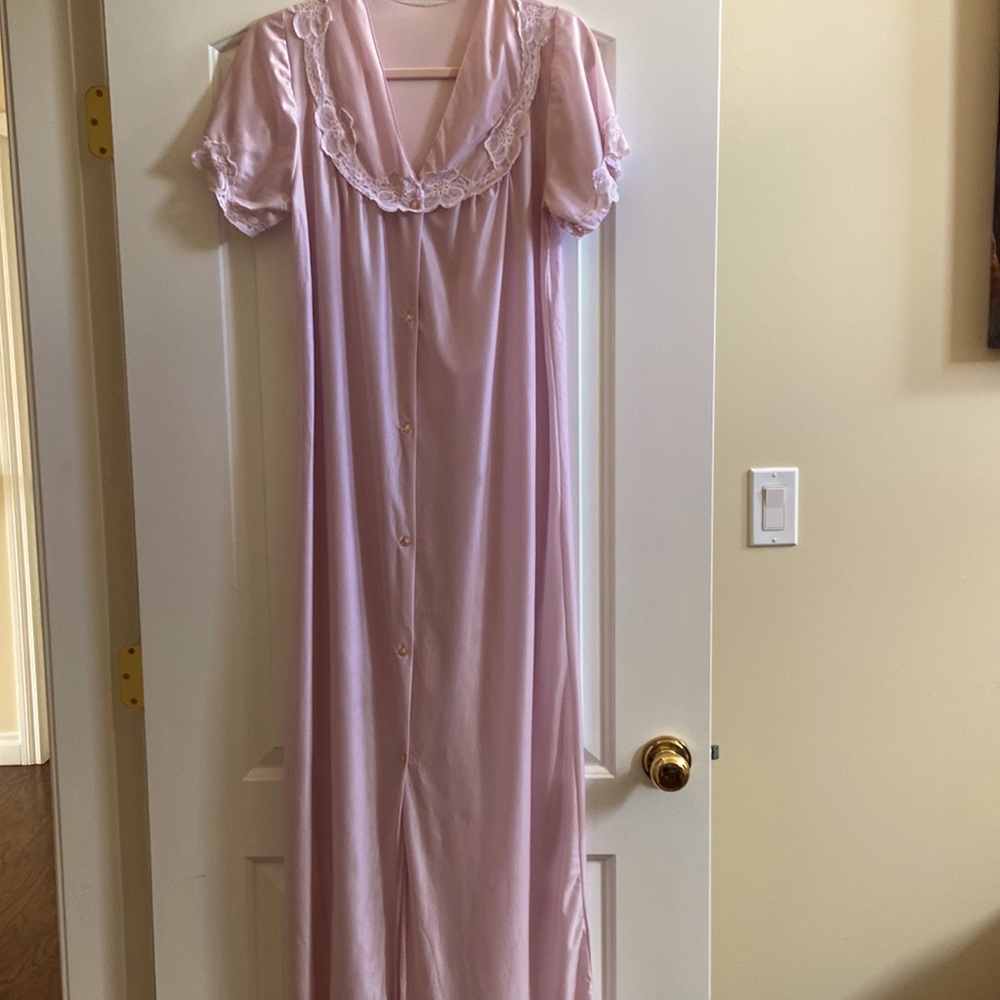 Vintage light pink button up nightgown.